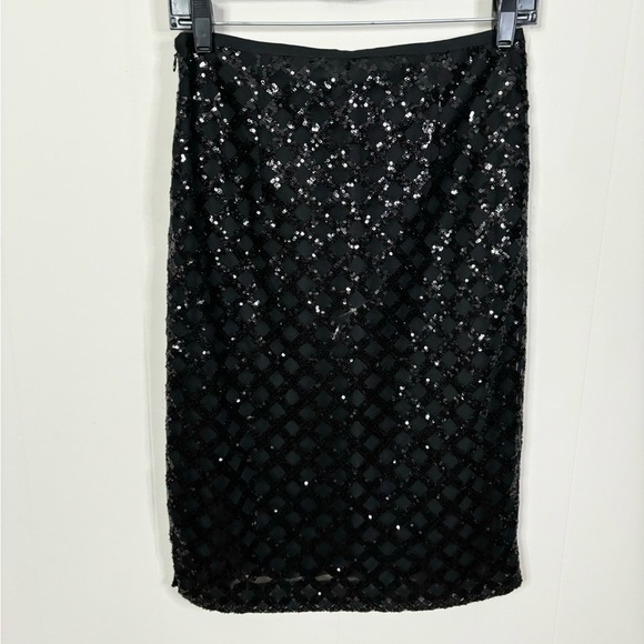 Ann Taylor black sequins midi skirt size 2 new - Picture 5 of 5